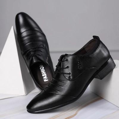Business Men's Casual Shoes Office Dress Shoes Fashion Men's Pointed Leather Shoes for Banquets Hard Wearing Social Shoe Male