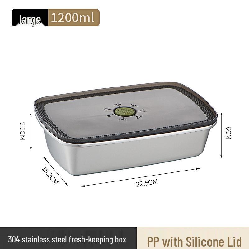 304 Stainless Steel Fresh-Keeping & Storage Box for Refrigerator, Ingredients, Picnic, and Lunch.