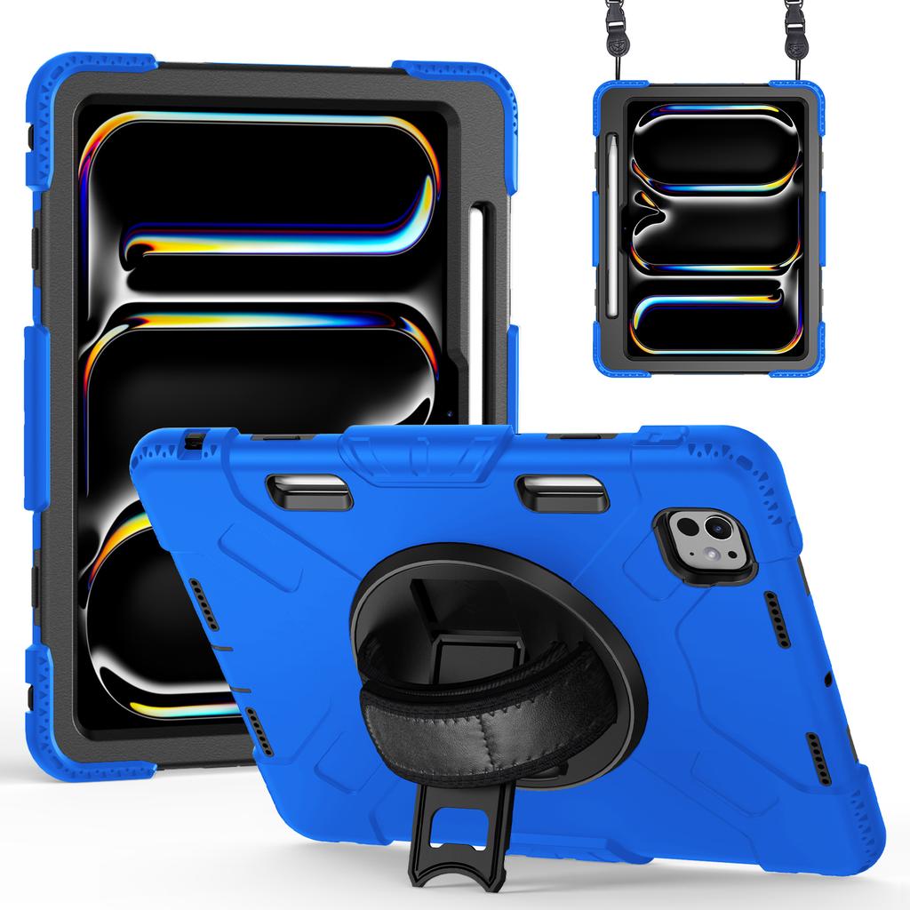 For iPad Pro 11 (2025)/11 (2024) Kickstand Case Anti-Scratch Tablet Cover with Shoulder Strap