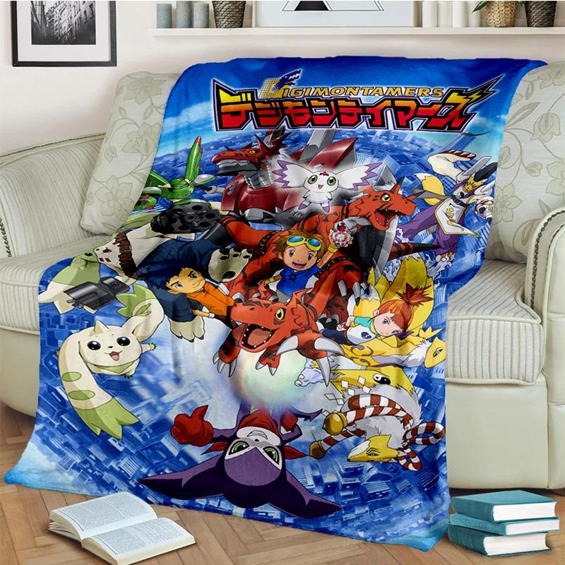 3D Digimon Adventure Monster Cartoon Blanket,Soft Throw Blanket for Home Bedroom Bed Sofa Picnic Travel Office Cover Blanket Kid