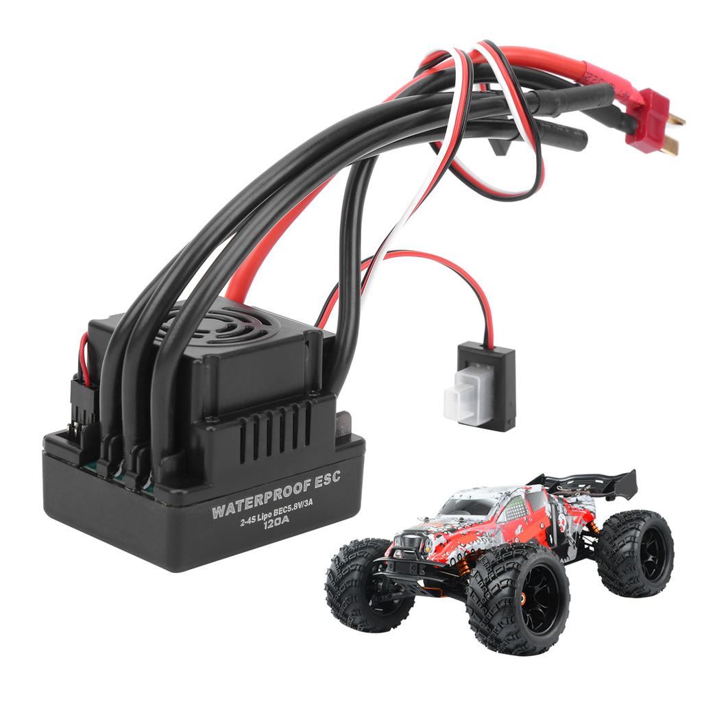 120A Waterproof Brushless ESC Electronic Speed Controller Accessory Fit for 1/8 RC Car Electronic Speed Controller