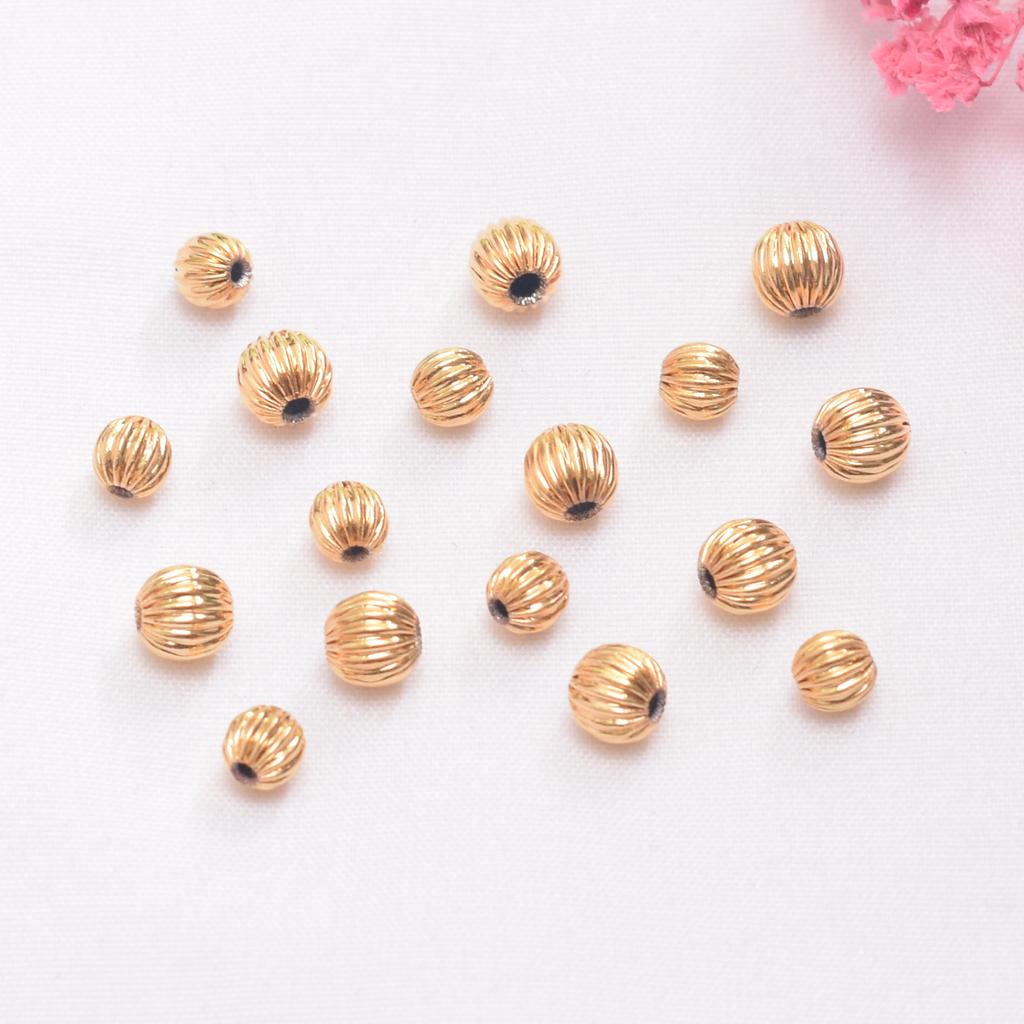 100pcs Non-Fading 24K Vacuum Gold Beads, Pumpkin Beads, Loose Beads, Diy Handmade Bracelets, Accessories, Accessories Beads.