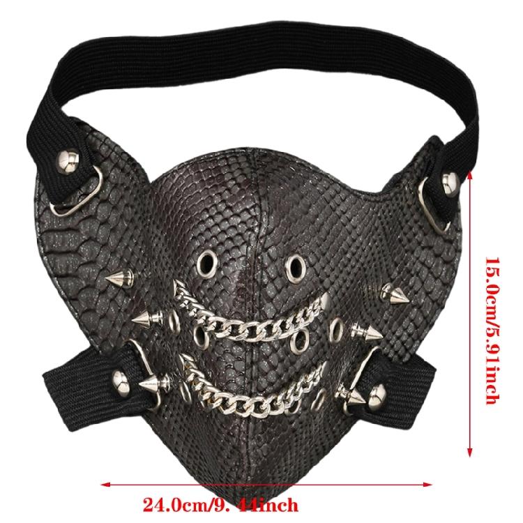 Leather Spikes Mask Gothic Punk Rivet Biker Motorcycle Mask Anti-Dust Sport Masks for Halloween Cosplay Party Adjustable