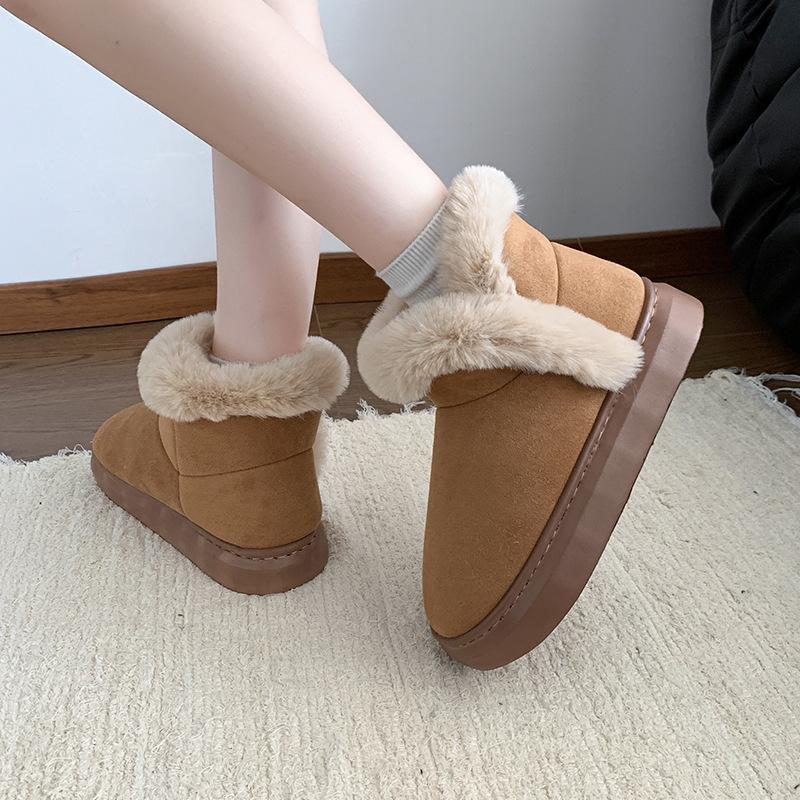 Fashion New Winter Thick-soled Mid-calf Warm Shoes Wear-resistant Comfortable and Fashionable Women's Boots Flat-soled Velvet Snow Boots