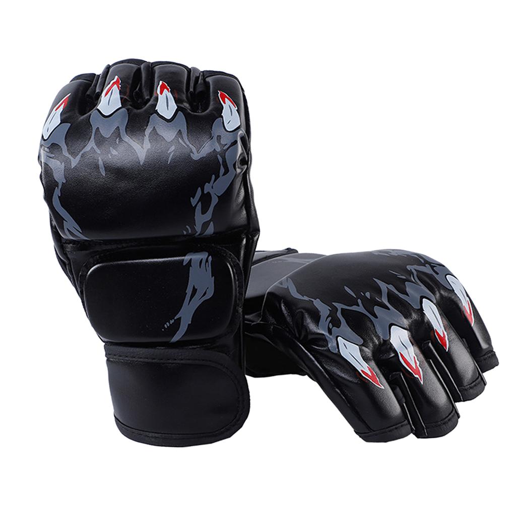 1 Pair Boxing Gloves Half Finger Kickboxing Gloves Sparring Punching Gloves for Men Women Adults