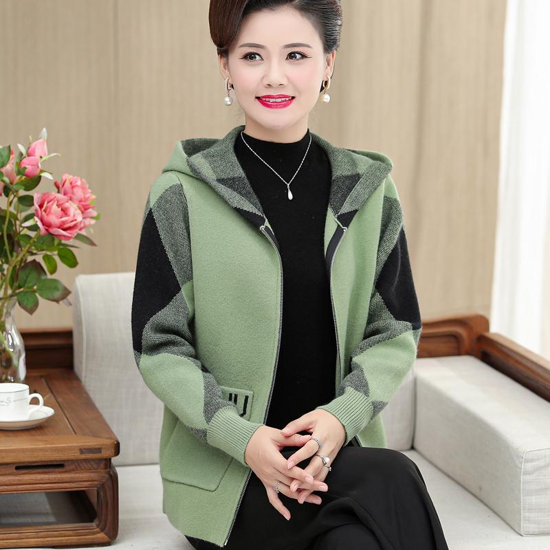 Damen Wollmantel mit Kapuze - Herbst/Winter Kurzstil für Mittelalte und Ältere