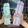 1PC Tropical Palm Tree Circular Retro Art Print 750ml Portable Sports Water Bottle Leakproof Gym Outdoor Travel Drink Cup