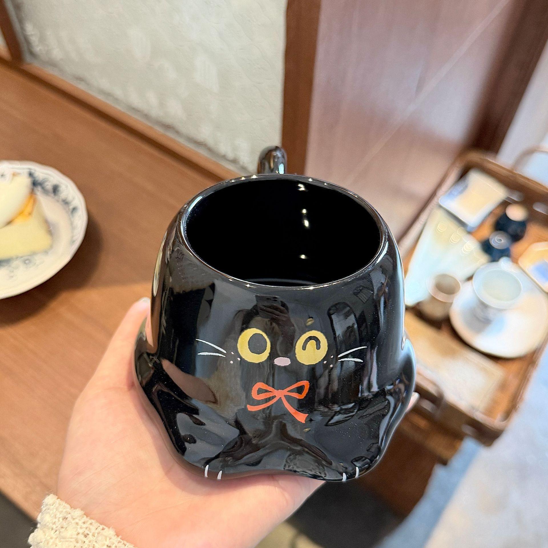 Кружка с котиком Высококачественная керамическая кружка Милая кружка для дома и офиса с крышкой Для подарков на день рождения девочкам 301-400ml