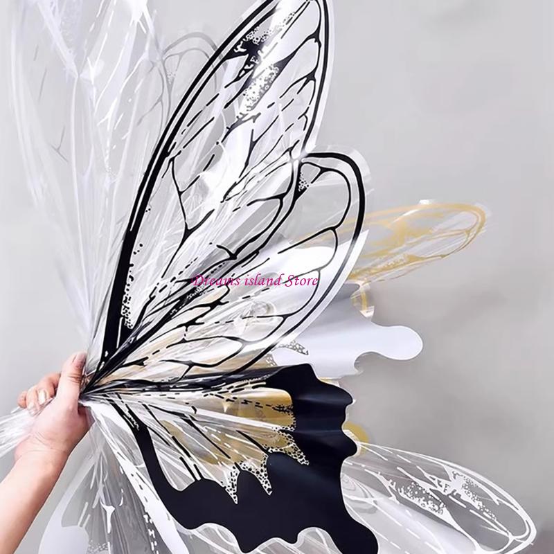 Pack of 40 Butterfly Wing Wrapping Paper Stylish Flowers Packaging Paper Birthday Presents Wrappers Party Supplies HX6C