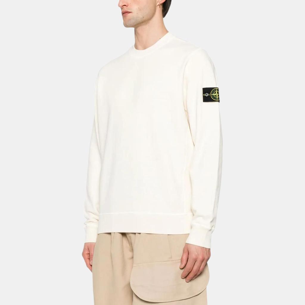 STONE ISLAND Loose Fit Solid Color Crew Neck Long Sleeve Sweatshirt Men Sweatshirt White K1S156100020S0060-V0193