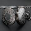 Classic Quartz Pocket FOB Watch Black Roman Numerals Case Chain Clock Pocket Watches Vintage Souvenir Gift