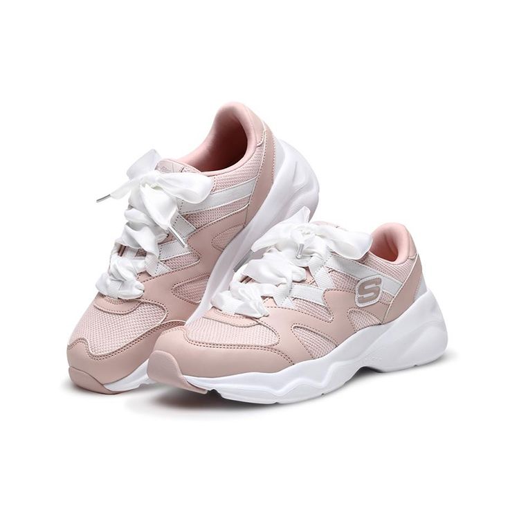 Skechers DLites Airy Fabric Synthetic Leather Bow Low-Top Lifestyle Casual Shoes Women Sneaker Light-Pink 88888162-LTPK
