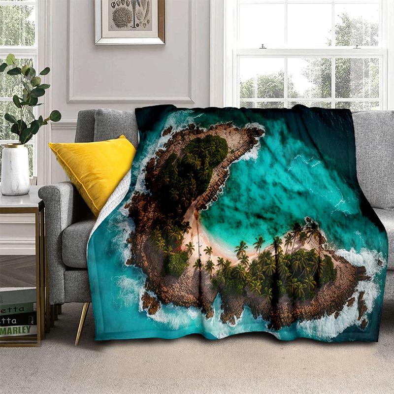 2025 New Style Sea Water Beach Reef 3D Nature Scenery Blanket,Soft Throw Blanket for Home Bedroom Bed Sofa Travel Picnic Cover