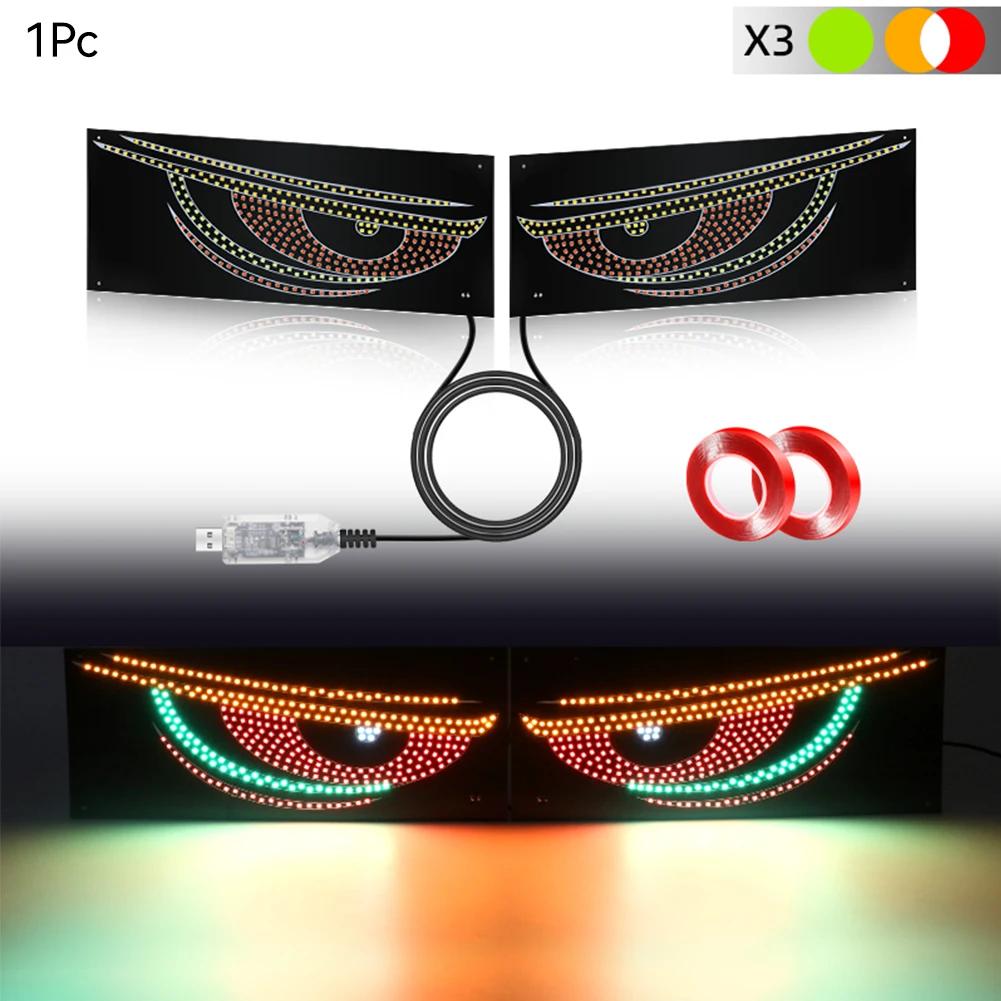 Universal LED Devil's Eye Light Car Front Rear Window Warning Light Red Devil Eye Atmosphere Light Driving Safety Lamp 2Pcs/set