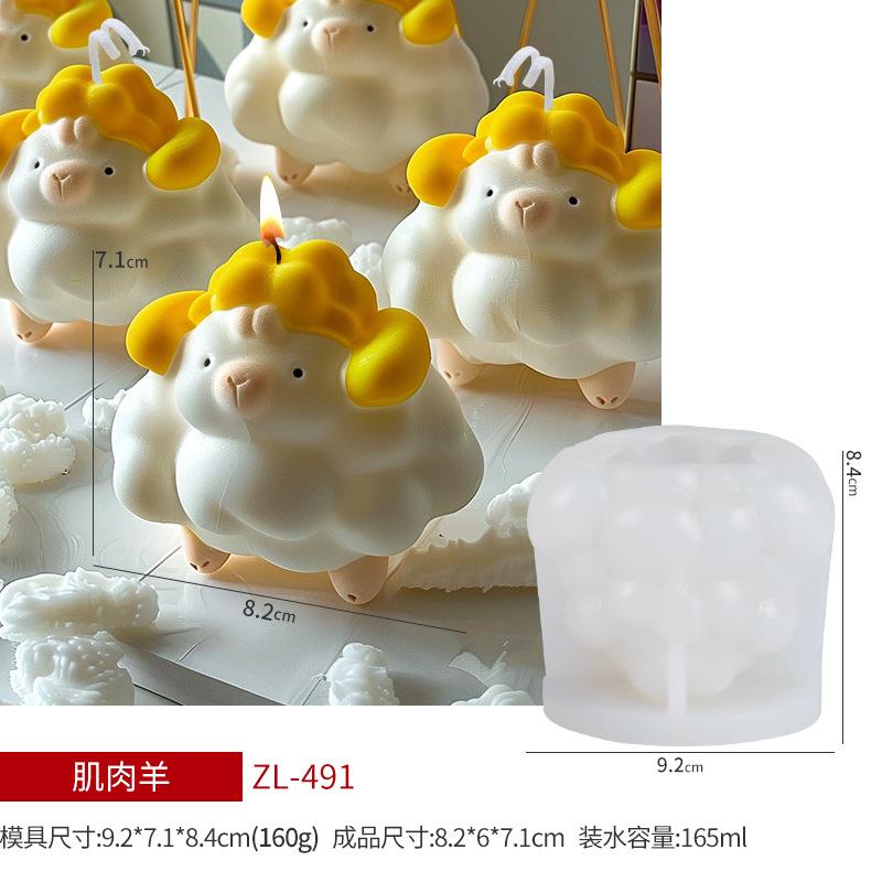 DIY Cartoon Sheep Silicone Candle Molds 3D Animal Candle Gypsum Resin Soap Mold Chocolate Candy Baking Tool Home Crafts Gift