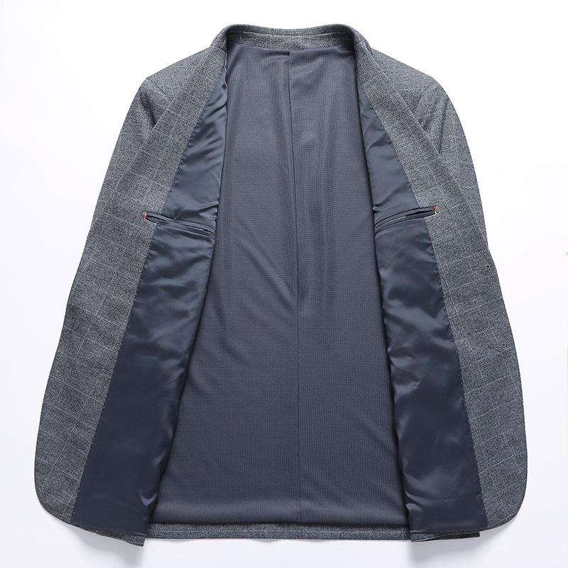 Spring and Autumn Thin Men's Suits, No Ironing, Slim Fit, Young and Middle-aged Plaid Small Suits, Casual