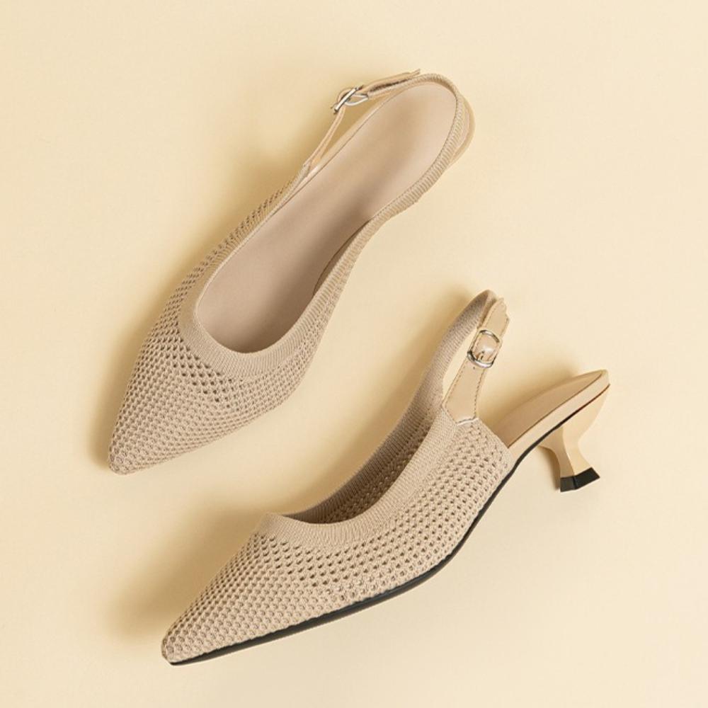 Women Sandals Sharp Pointed Shallow Mouth Slim Heel Women's Shoes Knitted Comfortable High Heels Knitted Breathable Sandals