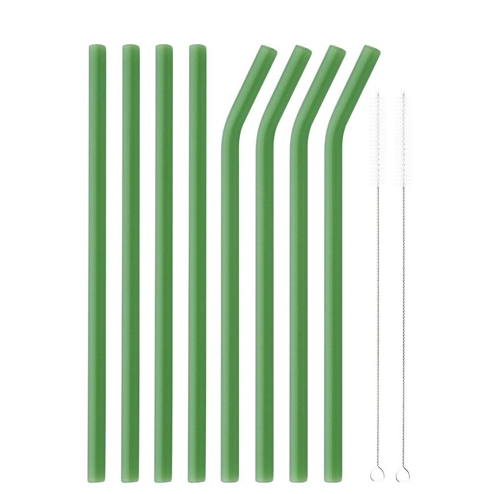 Healthy Eco Friendly Drinking Bent Glass Straws 200mmx8mm Reusable Glass Straws Set Multicolor for Cocktail Smoothie Milkshake