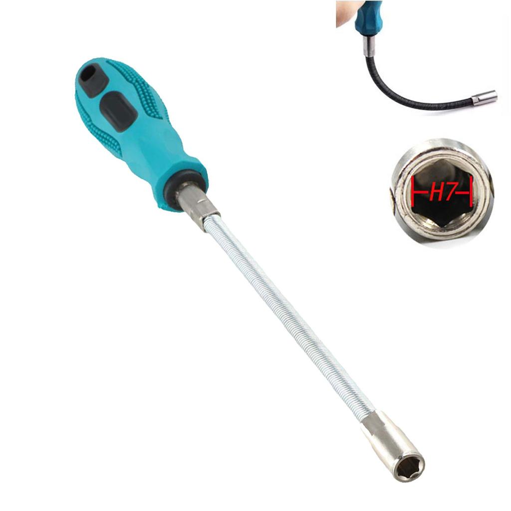 Socket Screwdriver Flexible 7 Mm Bendable Blue-green