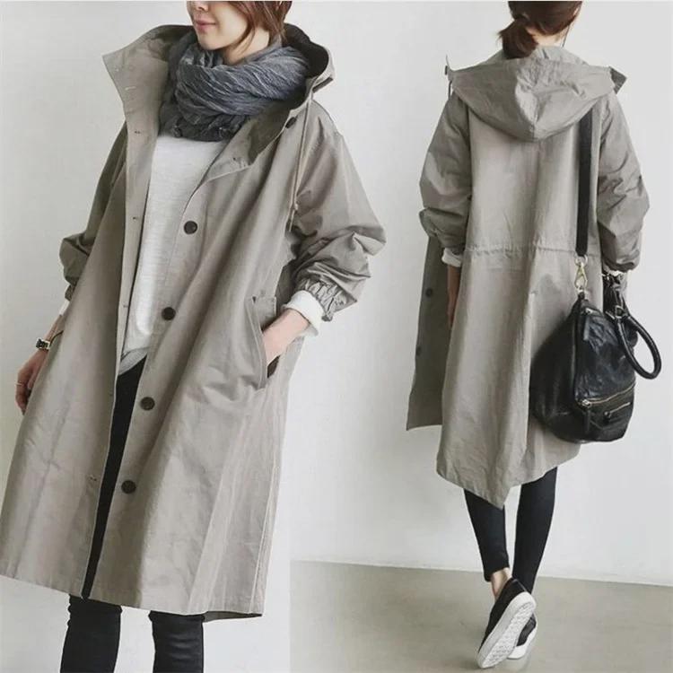 "Japanese & Korean Style Women's Autumn Windbreaker - Long Casual Jacket"