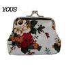 Durable Coin Holder Floral Canvas Small Purse for Women, Vintage Kiss-lock Pastoral Ethnic Style Bag Change Wallet, Mini Cash Pouch Credit Card,