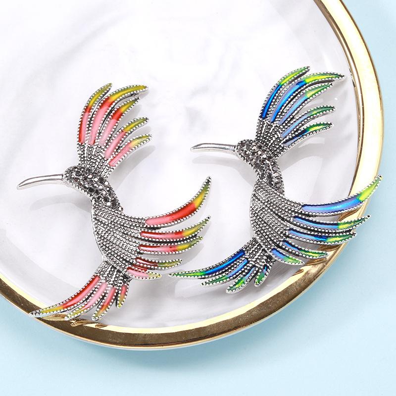 Japan Og Sør-Korea Søt Kreativ Kolibri Brosje Mote Legering Emalje Oljedråpe Diamant Nål Smykker