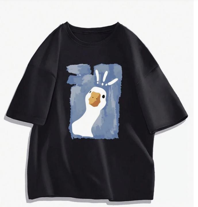 2025 Summer Cotton Printing Unisexs Duck Pattern Shortsleeved Casual Tshirt Tshirt Comfortable Trendy Brand