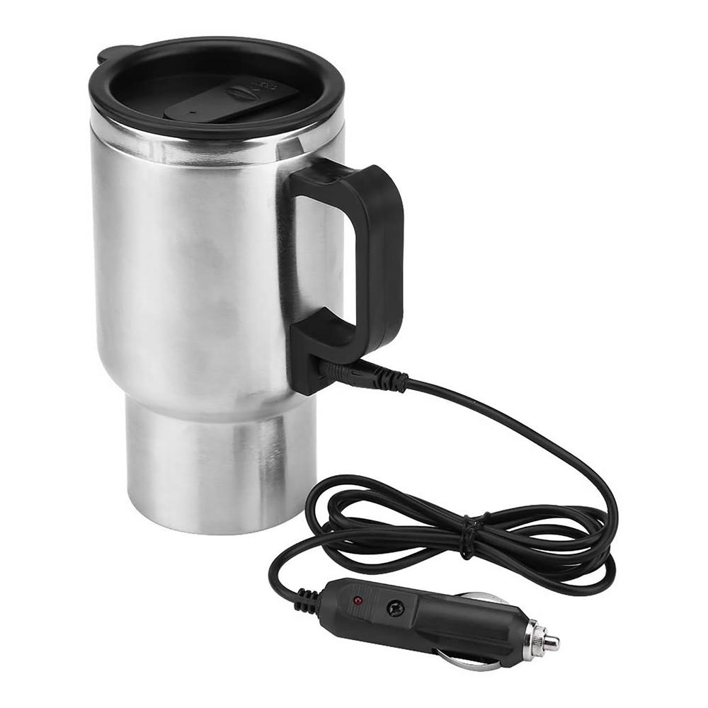 12V 500ml USB Electric Heating Car Kettle Camping Travel Kettle Water Coffee Milk Thermal Mug Auto Heating Cup Stainless Steel