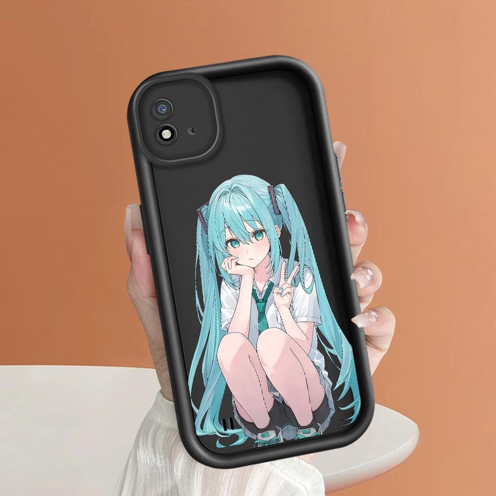 Soft Silicone Square Ladder Printing Pattern Phone Casing Full Cover Camera Shockproof Protection Rubber Case for OPPO Realme