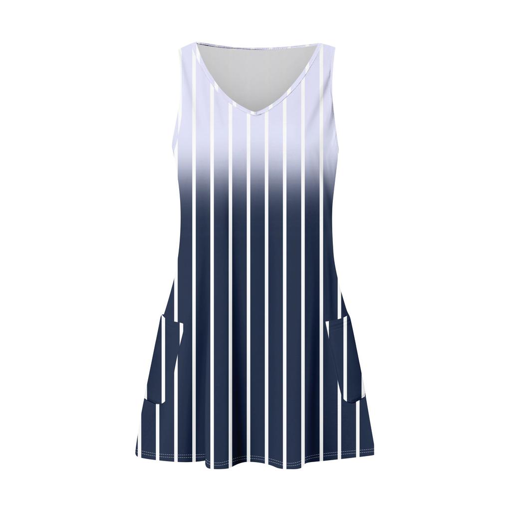 Women's Casual Sundress With Pockets Summer Boho Beach Dress  Printed Blouses For Women T-Shirts Dress V Neck Loose Tank Dresses