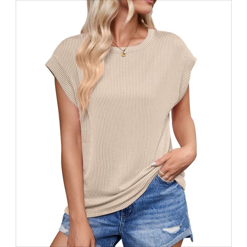 

Женская летняя повседневная контрастная волнистая полосатая свободная футболка с короткими рукавами жилет XXL