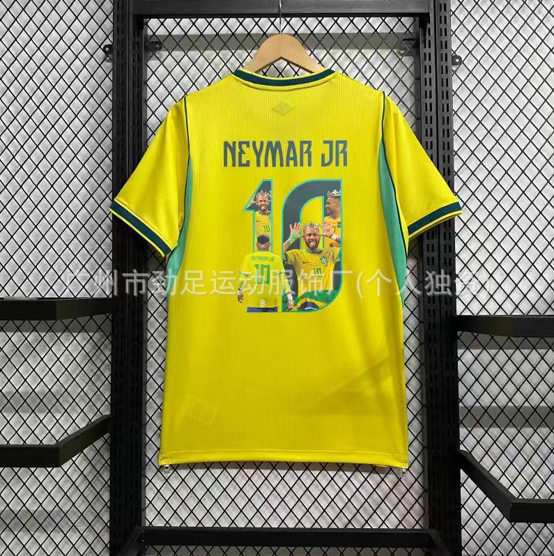 2627 Maglia da casa e da trasferta della nazionale brasiliana, Neymar N. Maglia da calcio edizione commemorativa con stampa di 10 corone