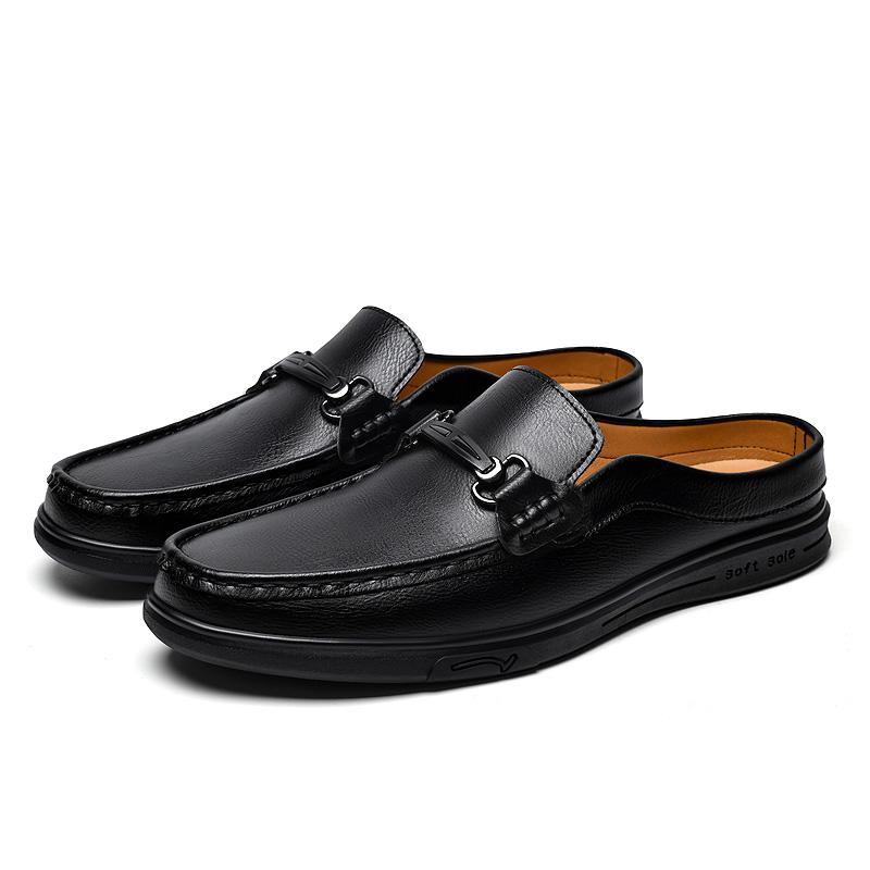 Fashion Fashion Half Drag Casual Leather Mules Slippers Men Leisure Walk Sandals Outdoor Beach Slides Shoes Elegantes Man Business Shoes