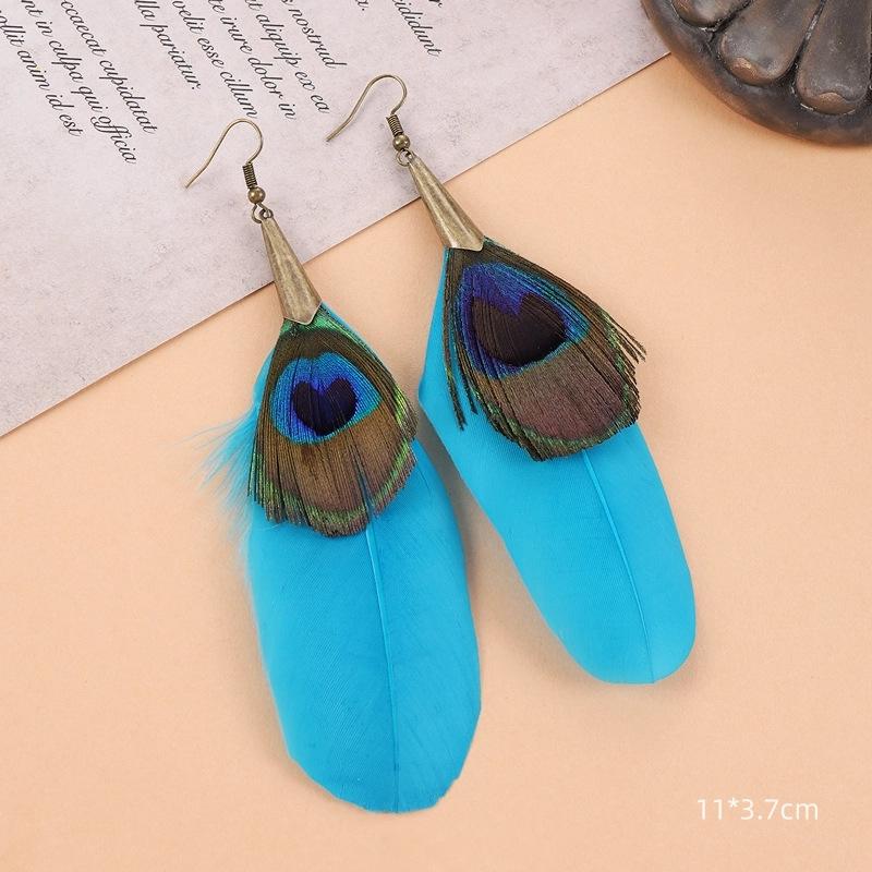 Unique Exaggerate Feather Earrings Creative Feathers Long Earrings Trendy Boho Big Earrings Women Statement Jewelry Wholesale