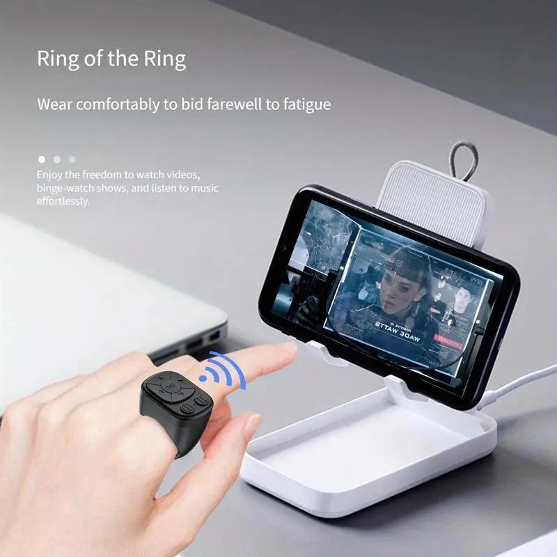 Multifunctional Ring Remote Control, Wireless Rechargeable Bluetooth Page-Turning Ring, Camera Shutter for Short Videos