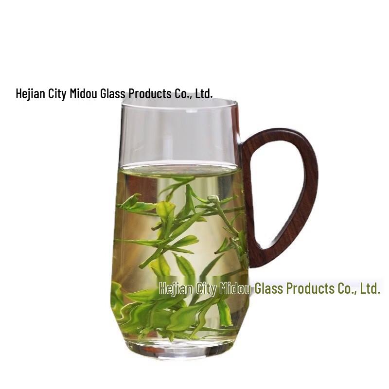 OLOEY Heat-Resistant Glass Cup with Walnut Handle