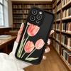 Pink Tulips Watercolor Soft TPU Phone Case for iPhone 17 16 15 14 13 12 11 Pro Max Plus Shockproof Anti-Slip Cover