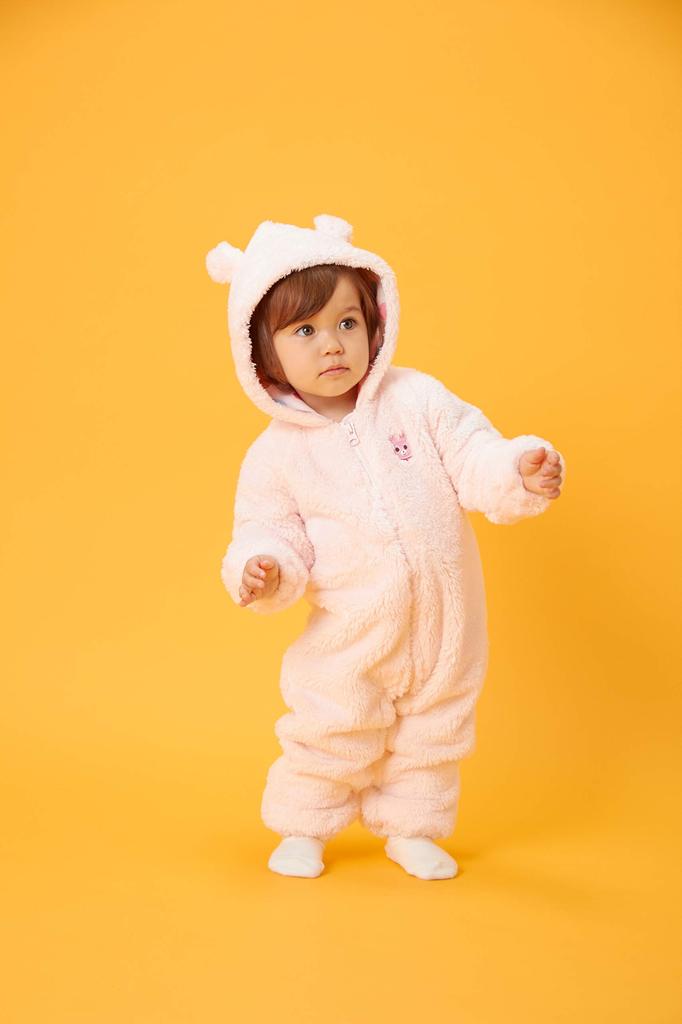 MIKIHOUSE HOT BISCUITS Romper Jumpsuit for Boys and One Size Fits All Product Girls, Pink, (60-80cm), Code 73-1203-615