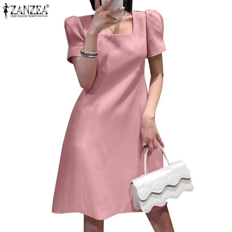 

ZANZEA Женское повседневное платье с квадратным воротником и короткими рукавами