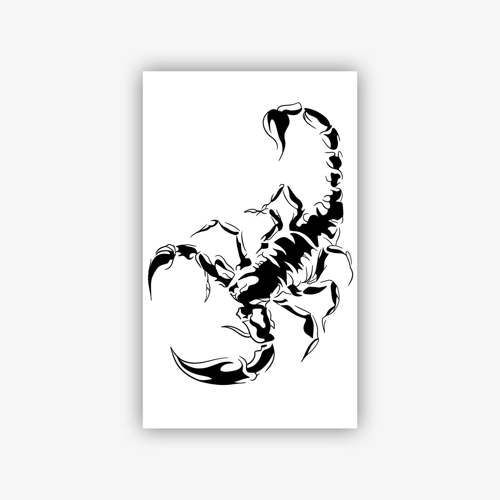 

Dark Wild Scorpion Tattoo Sticker Niche Cool Sa Black Grey Lines Waterproof Long-Lasting Behind The Ear Side Neck Pattern 11*18CM