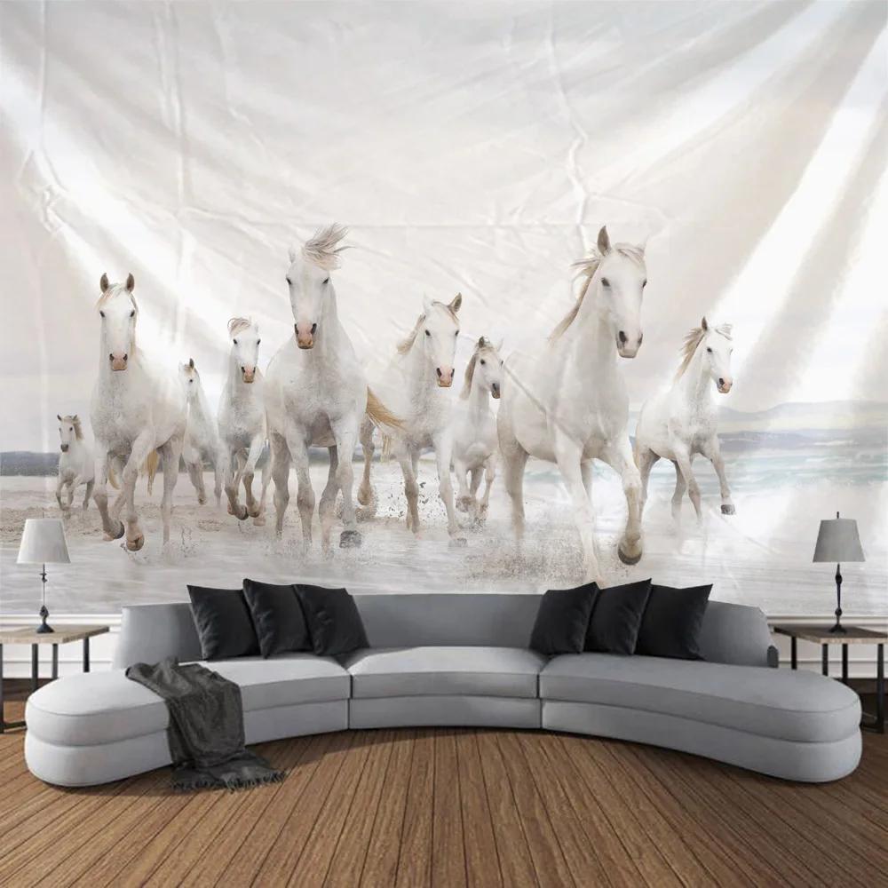 Running Horse Printing Tapestry Animal Wall Hanging Living Room Bedroom Wall Decoration Bohemian Hippie Aesthetic Decoration