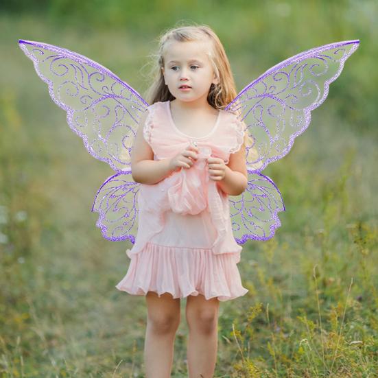 

Fairy Wing for Kids Adults Butterfly Fairy Halloween Costume Glitter Angel Wings Elf Cosplay Accessory for Girls Women синій