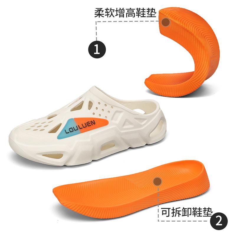 Summer new hole shoes men's platform garden shoes wear non-slip half slippers men's casual beach sandals