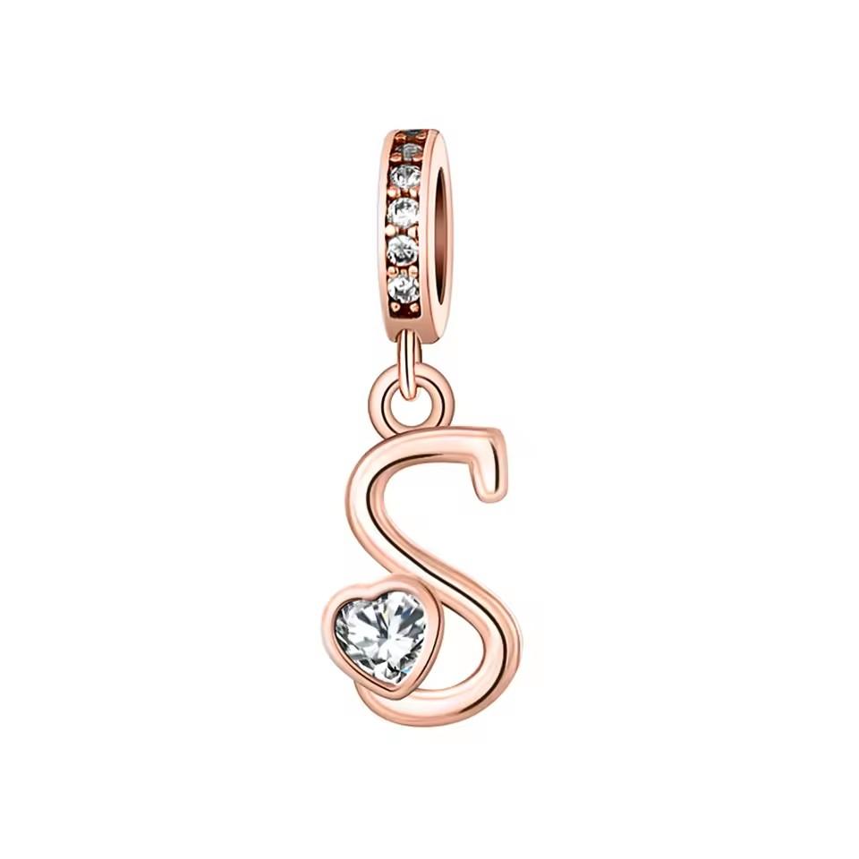 New Metal Rose Gold Light Two Tone 26 Letter English Pendant Charm Fit Ideal for Bracelets Necklaces Make your own Accessory Accessories Elegant