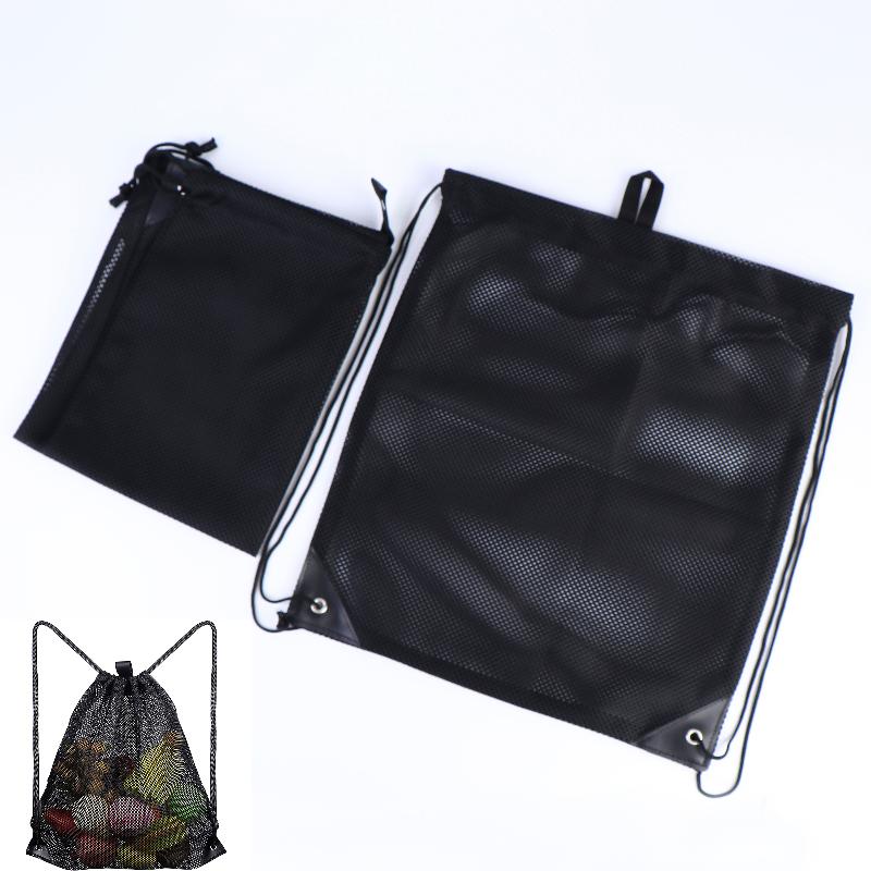 Mesh Drawstring Backpack Bag Breathable Grocery Fruit Storage Sack Multifunction Foldable Ventilated Net Pouch For Sports Gym
