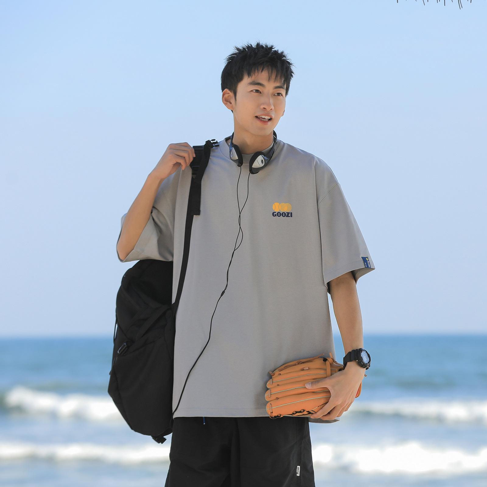 

Teenager 220g Heavy Back Print Short-sleeved T-shirt for Men s Summer American Cool Quick-drying Half-sleeved Shirt 5XL