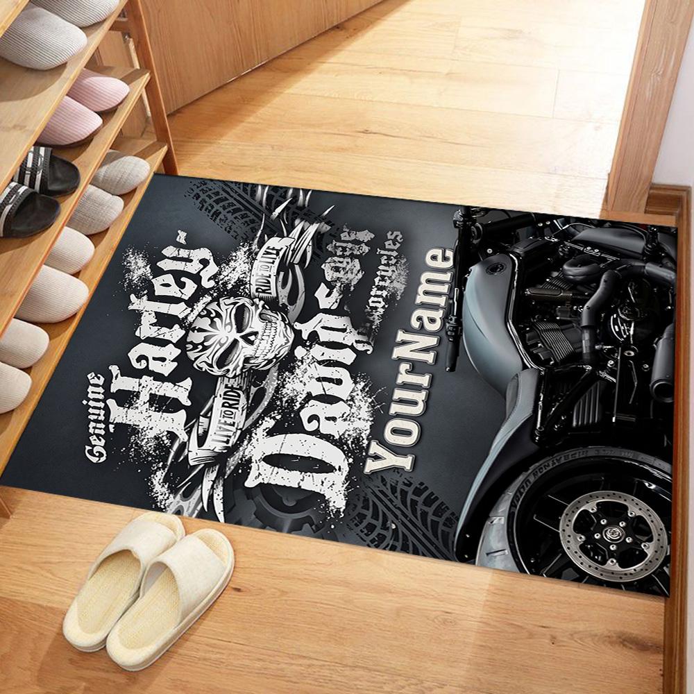 Harley-davidson Motorcycles Customize Your Name Floor Rug Office Rug Design for Outdoor Dormitory Balcony Playrooms Anti-slip Rug Office home decor