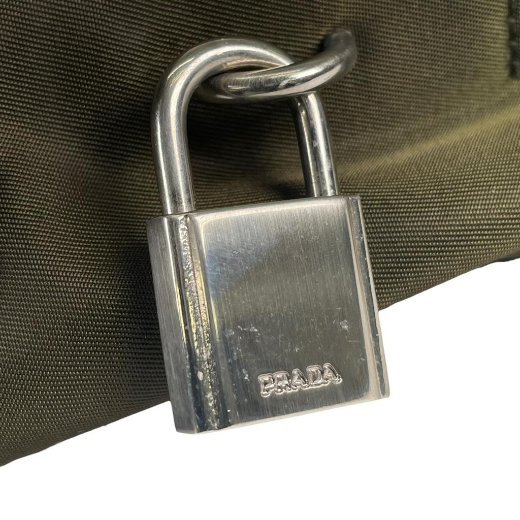 Prada Triangular Logo Handbag Khaki Women Used