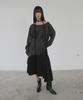 Mosyupamosyu Twin One-Shoulder T-Shirt [Charcoal]