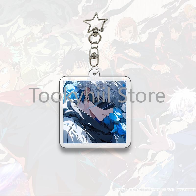 Gojo Satoru Square Keychain Boyfriend Exquisite Backpack Anime Figure Decorate Pendant Cartoon Itadori Yuji Collect Accessories